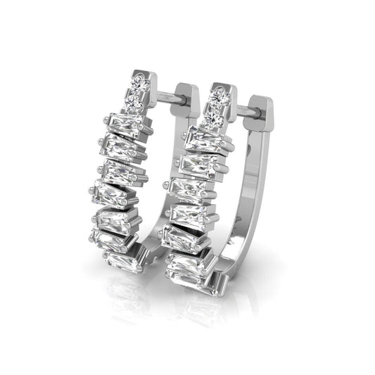 1 TCW Baguette Cut Multi Stone Hoop Moissanite Earrings