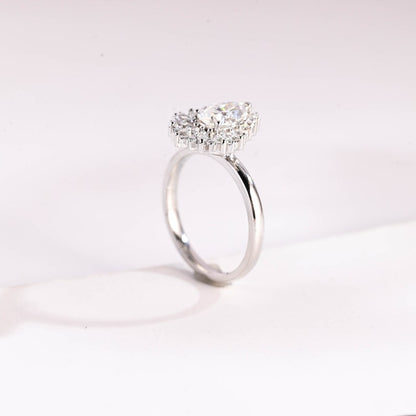 2.0 CT Pear Cluster Moissanite Engagement Ring