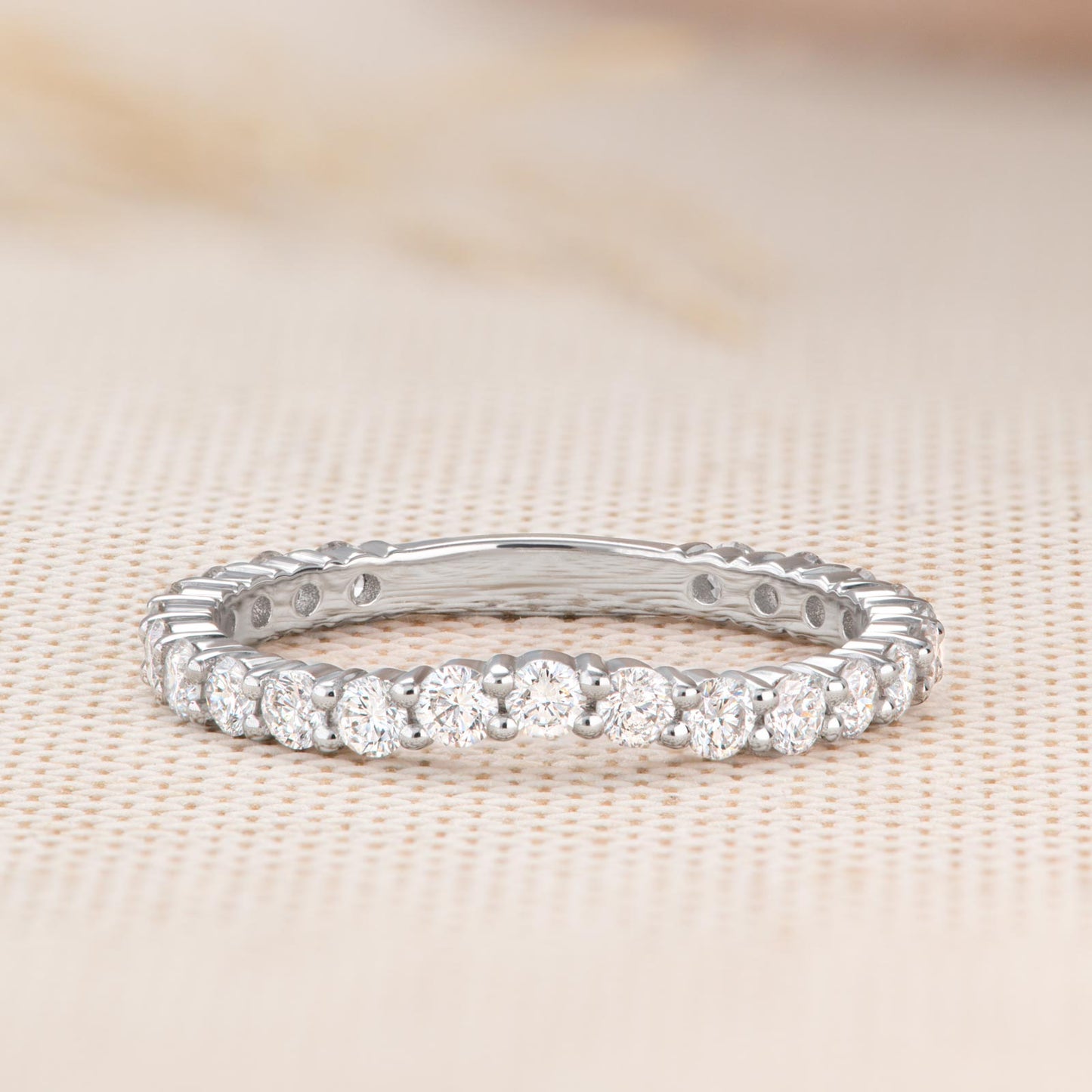 0.63 TCW Round Curved Moissanite Wedding Band
