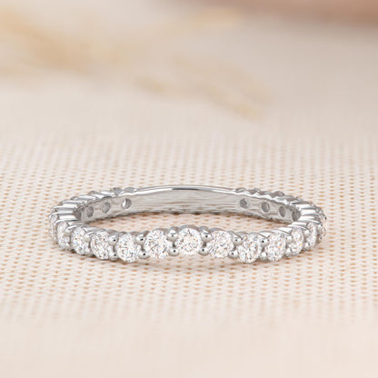 0.63 TCW Round Curved Moissanite Wedding Band