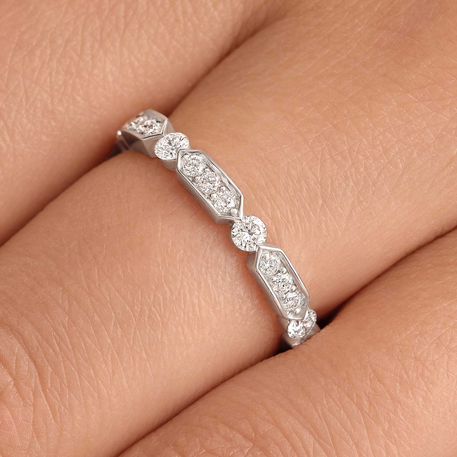 0.5 TCW Round Half Eternity Moissanite Wedding Band