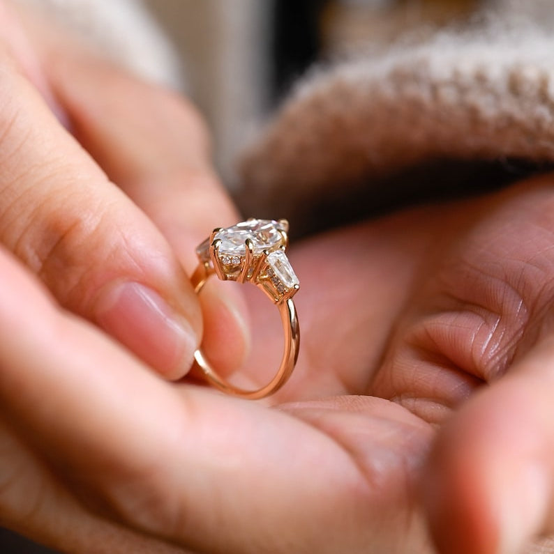 2.0 CT Marquise Three Stone Moissanite Engagement Ring