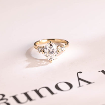 2.0 CT Oval Cluster Moissanite Engagement Ring