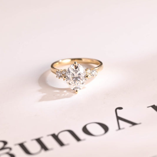 2.0 CT Oval Cluster Moissanite Engagement Ring