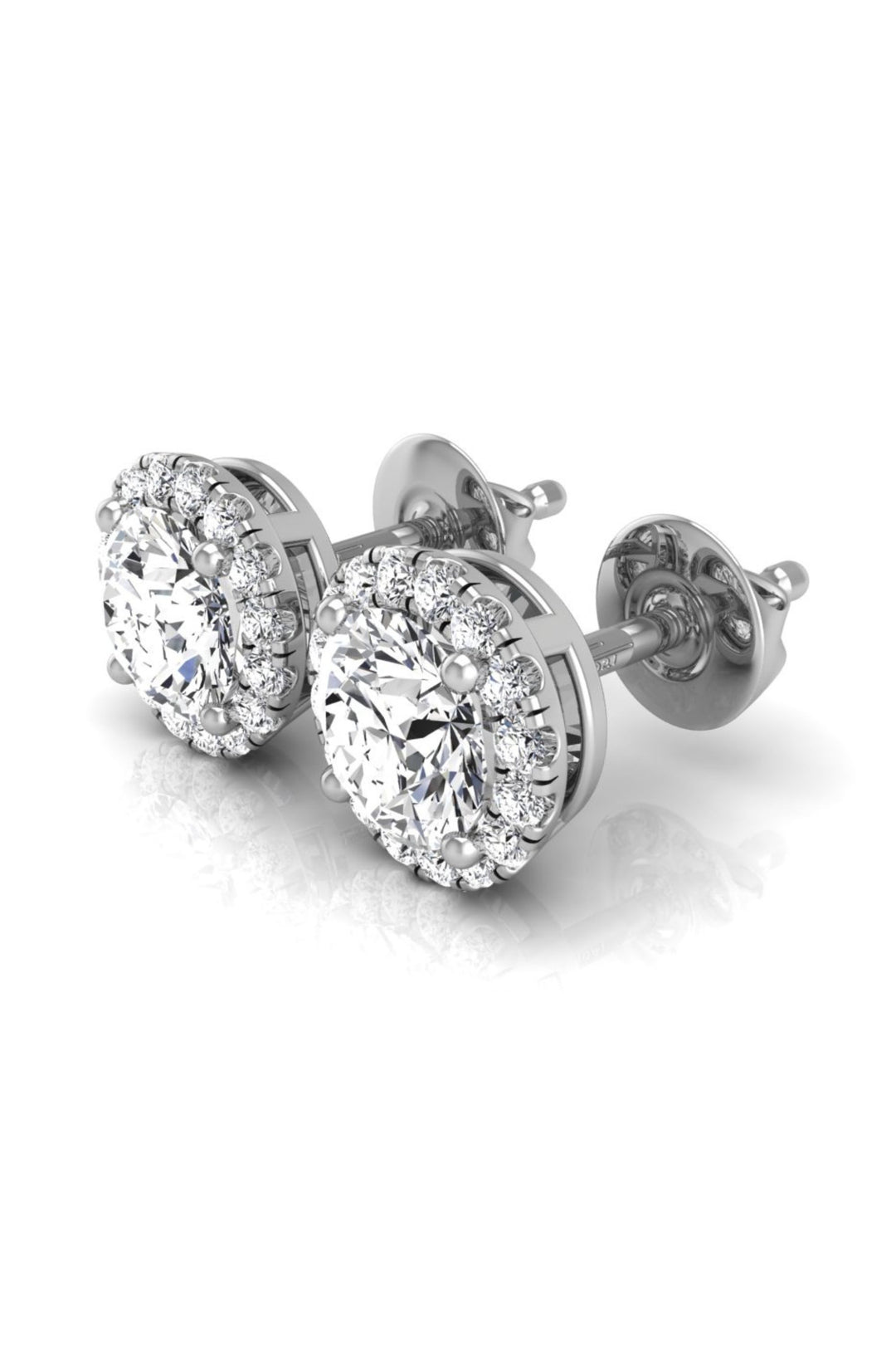 1.10 TCW Round Cut Halo Stud Moissanite Earrings