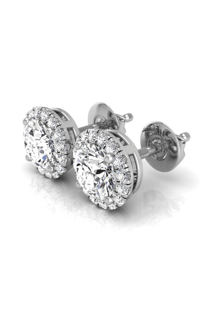 1.10 TCW Round Cut Halo Stud Moissanite Earrings