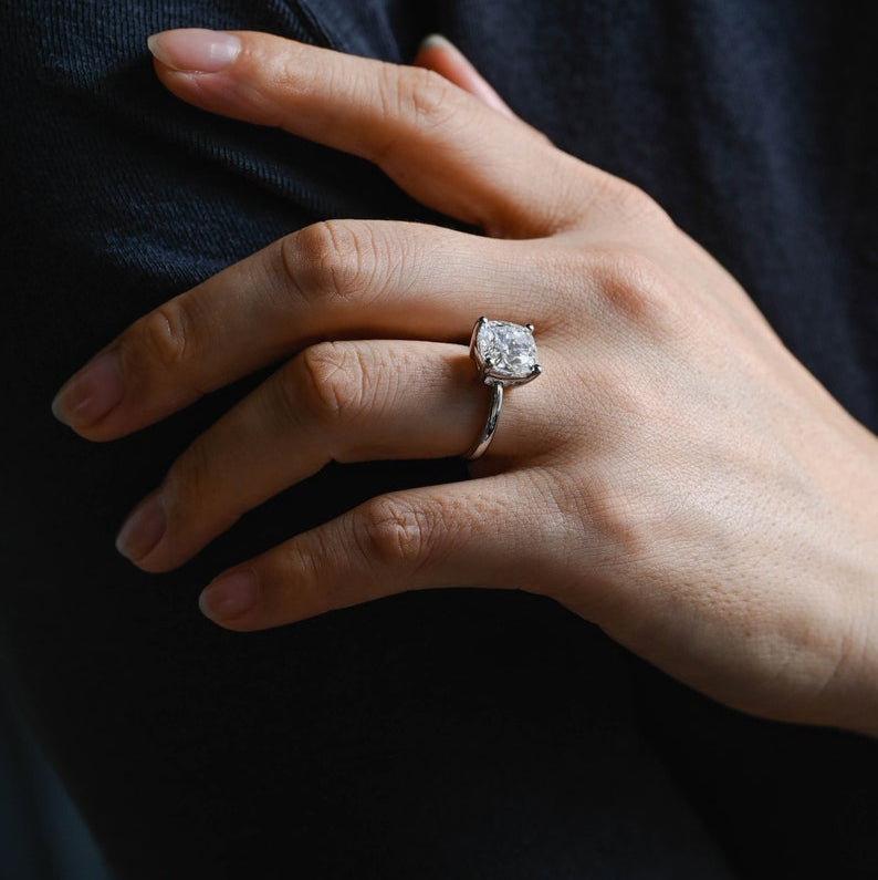 2.0 CT Cushion Solitaire Moissanite Engagement Ring