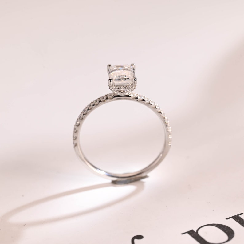 2.0 CT Emerald Pave Moissanite Engagement Ring