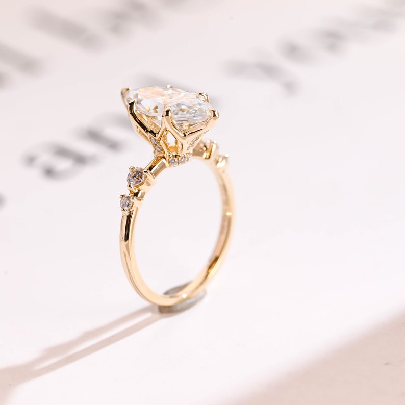 2.0 CT Marquise Pave Moissanite Engagement Ring