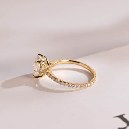 2.0 CT Oval Pave Moissanite Engagement Ring