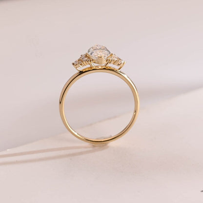 2.0 CT Marquise Cluster Moissanite Engagement Ring