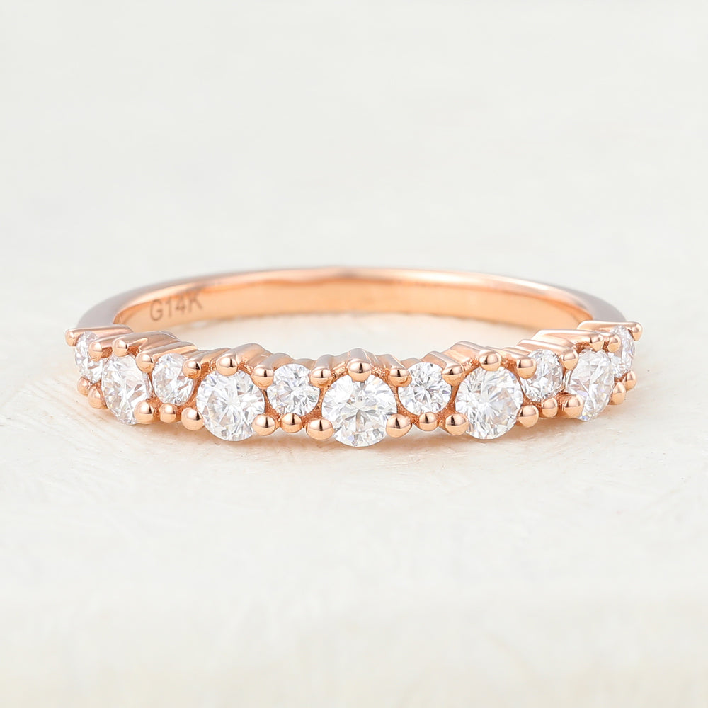 0.29 TCW Round Cluster Moissanite Wedding Band