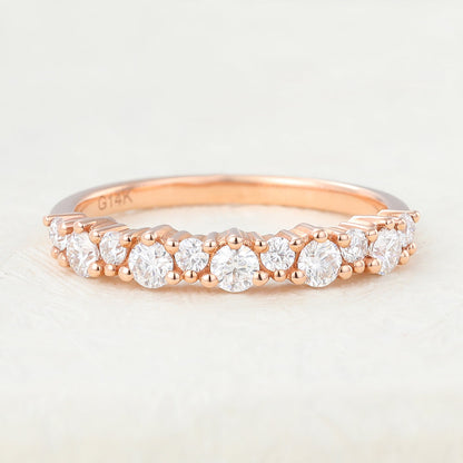 0.29 TCW Round Cluster Moissanite Wedding Band
