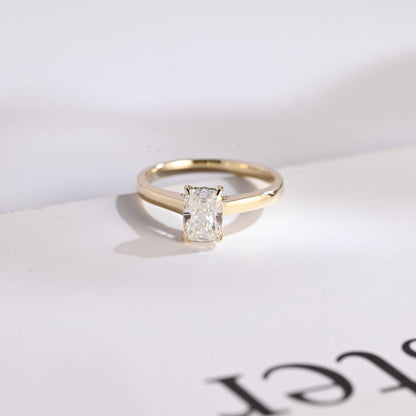 2.5 CT Elongated Cushion Hidden Halo Moissanite Engagement Ring