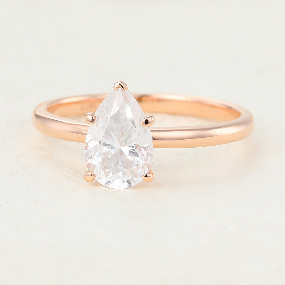 1.5 CT Pear Shaped Moissanite Engagement Ring In Solitaire Design