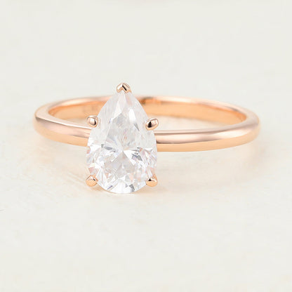 1.5 CT Pear Shaped Moissanite Engagement Ring In Solitaire Design