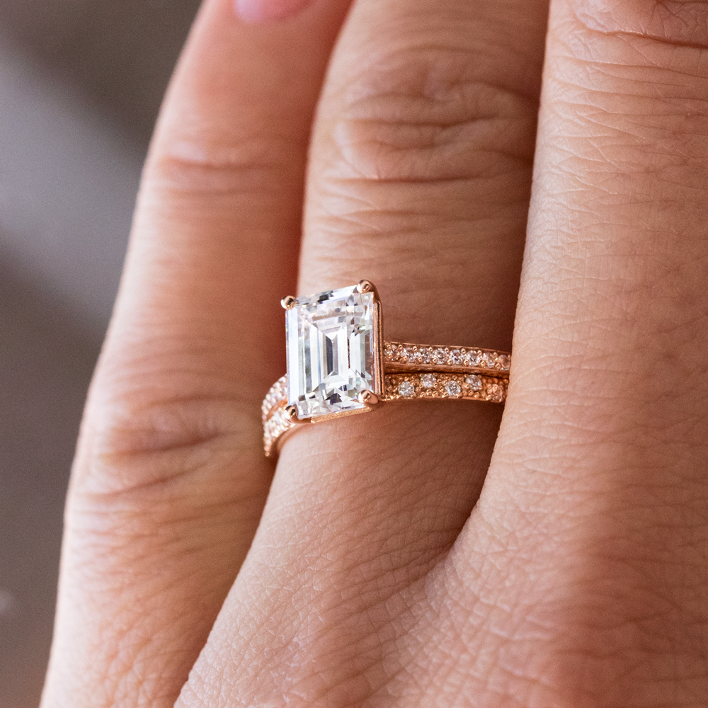 1.75 CT Emerald Pave Moissanite Engagement Ring