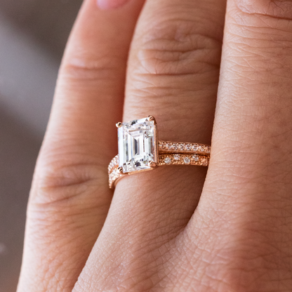 1.75 CT Emerald Pave Moissanite Engagement Ring