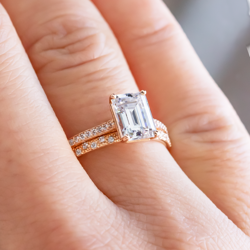 1.75 CT Emerald Pave Moissanite Engagement Ring