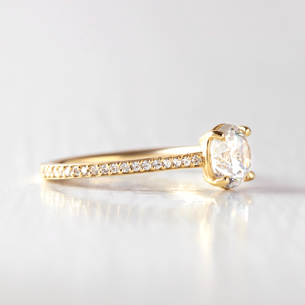 1.0 CT Round Pave Moissanite Engagement Ring