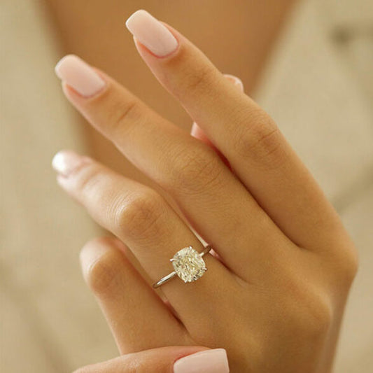 2.7 CT Elongated Cushion Solitaire Moissanite Engagement Ring