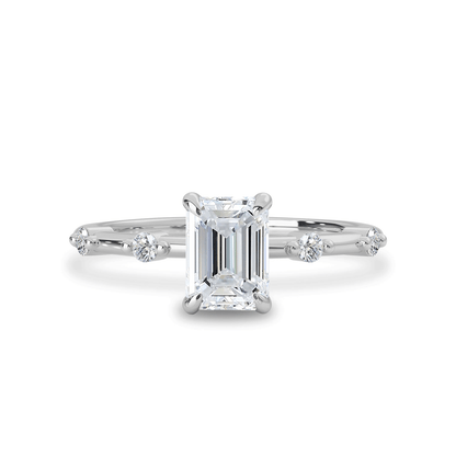 1.0 CT Emerald Moissanite Hidden Halo Dainty Engagement Ring - farrellouise