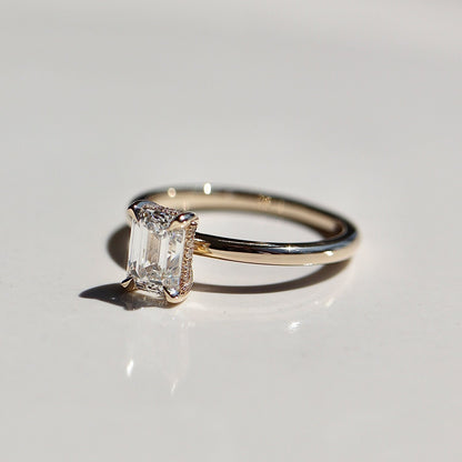 1 CT Emerald Hidden Halo Moissanite Engagement Ring