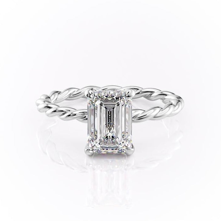 1.91 CT Emerald Hidden Halo Moissanite Engagement Ring