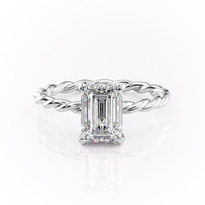1.91 CT Emerald Hidden Halo Moissanite Engagement Ring