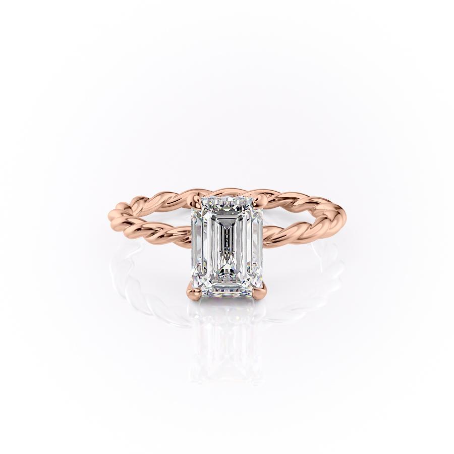 1.91 CT Emerald Cut Hidden Halo Twisted Pave Setting Moissanite Engagement Ring 12