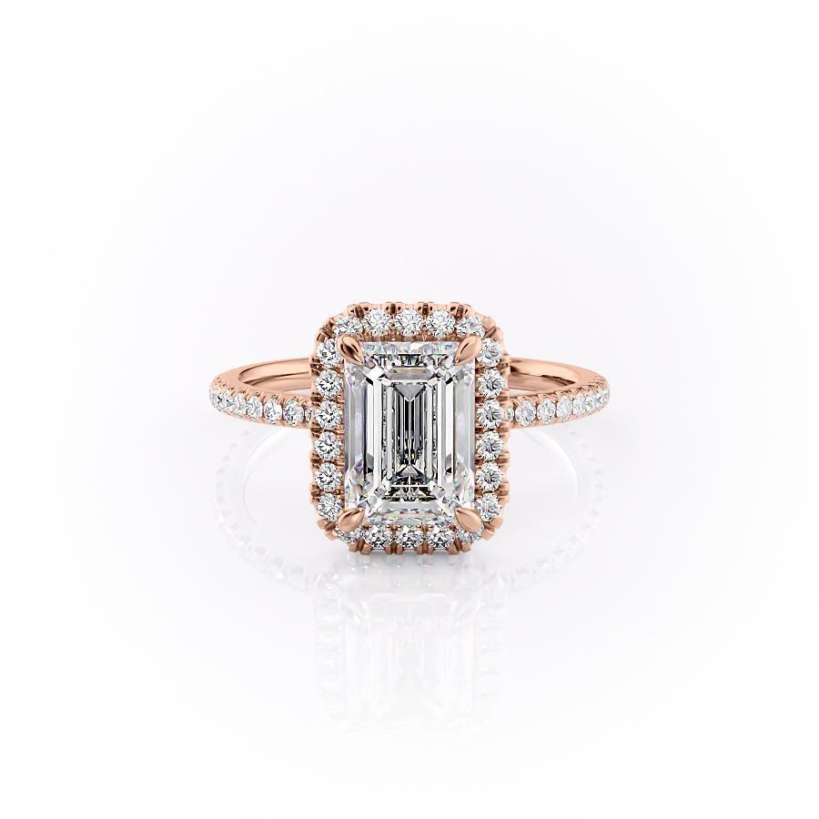 2.10 CT Emerald Halo & Pave Moissanite Engagement Ring
