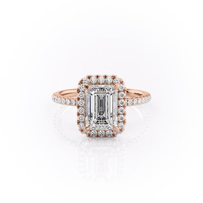 2.10 CT Emerald Halo & Pave Moissanite Engagement Ring