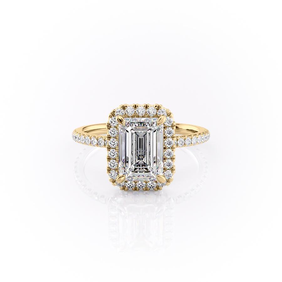 2.10 CT Emerald Halo & Pave Moissanite Engagement Ring