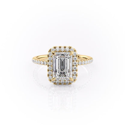 2.10 CT Emerald Halo & Pave Moissanite Engagement Ring