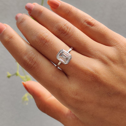2 CT Emerald Bezel Moissanite Engagement Ring