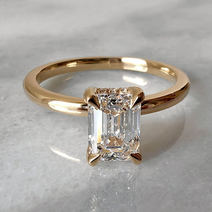 1 CT Emerald Hidden Halo Moissanite Engagement Ring