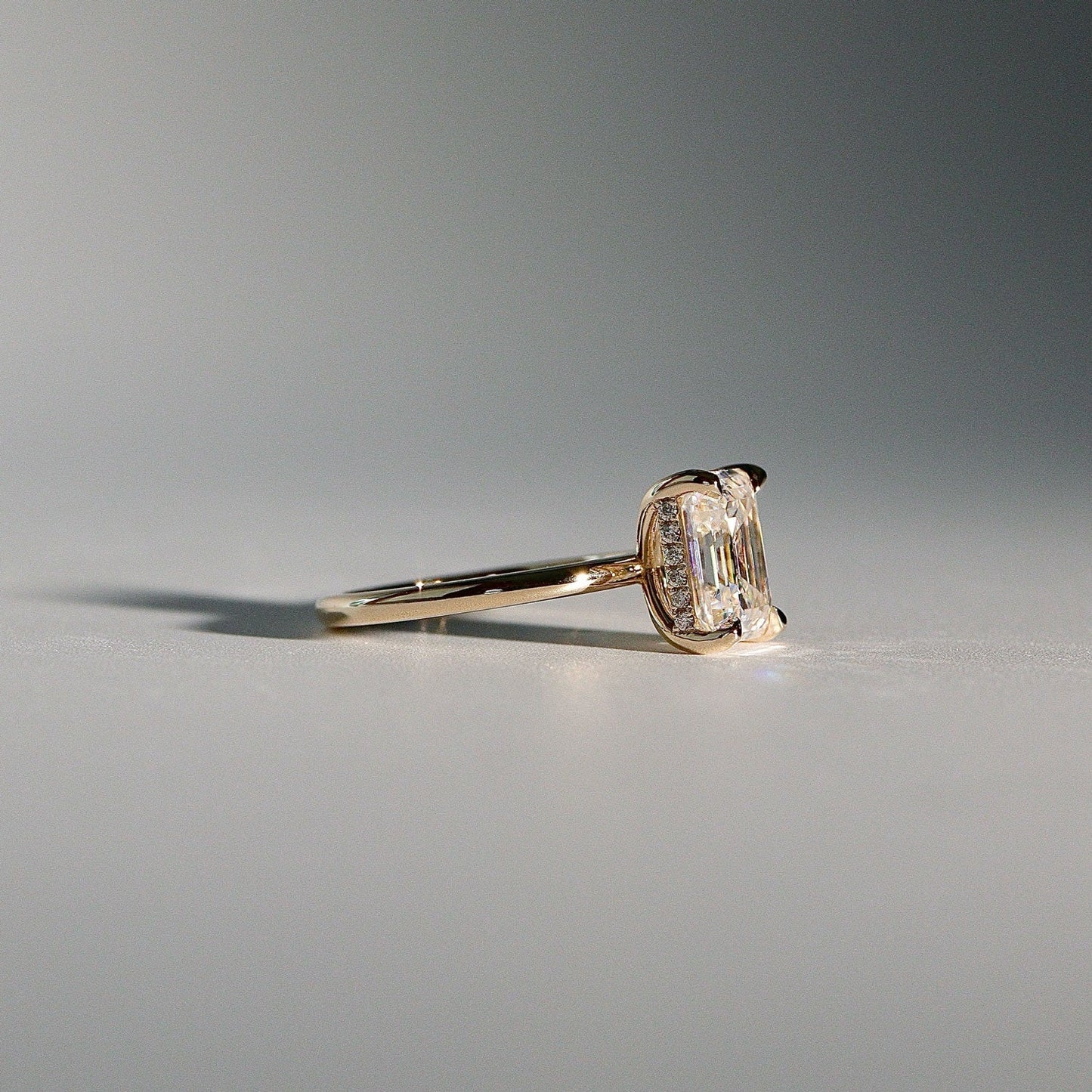 1 CT Emerald Hidden Halo Moissanite Engagement Ring