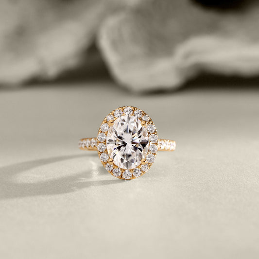 2.40 CT Oval Halo & Pave Moissanite Engagement Ring