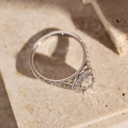 2.40 CT Oval Halo & Pave Moissanite Engagement Ring