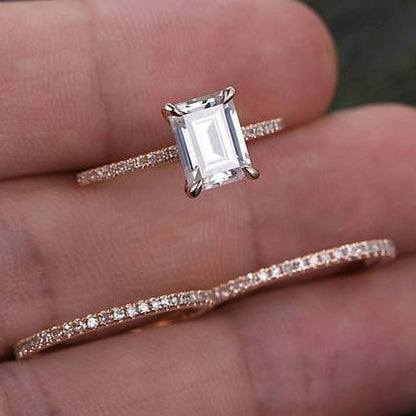 1 CT Emerald Pave Moissanite Bridal Set