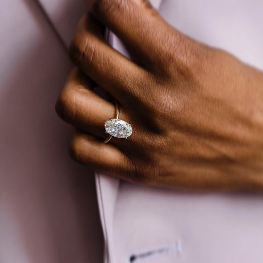4.9 CT Oval Hidden Halo Moissanite Engagement Ring