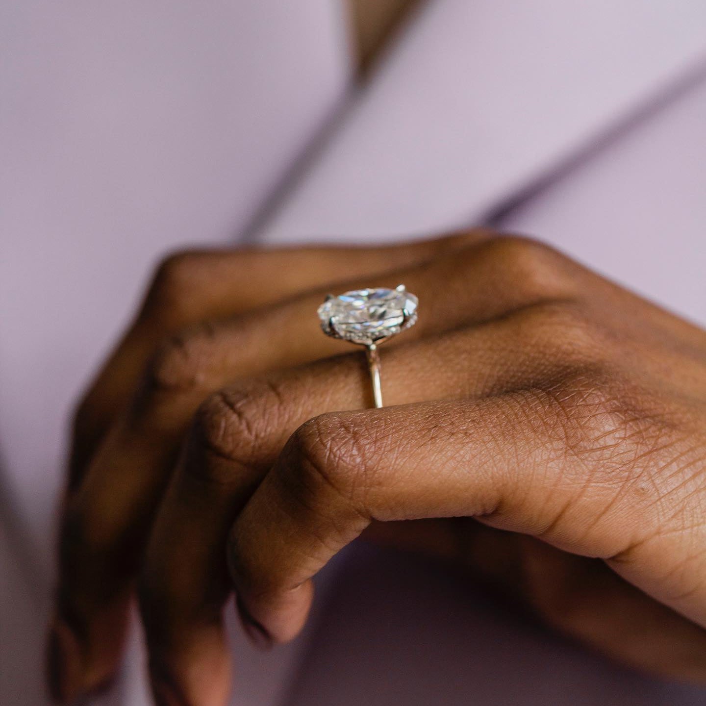 4.9 CT Oval Hidden Halo Moissanite Engagement Ring
