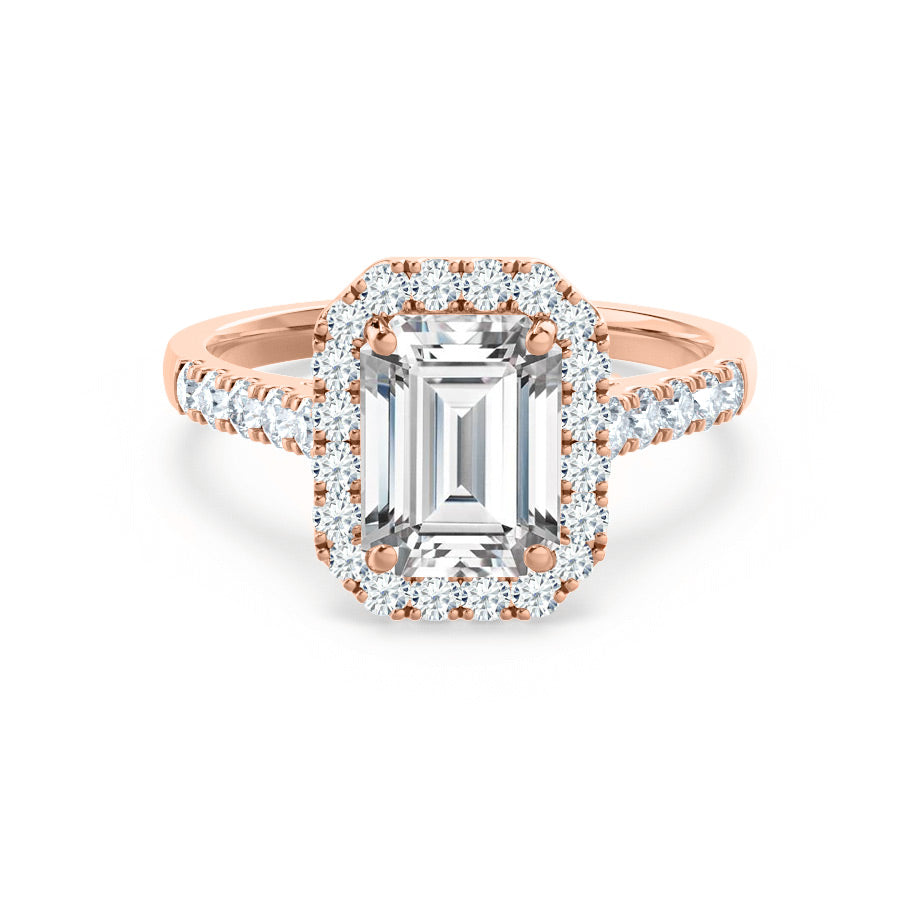 1.01 CT Emerald Halo & Pave Moissanite Engagement Ring