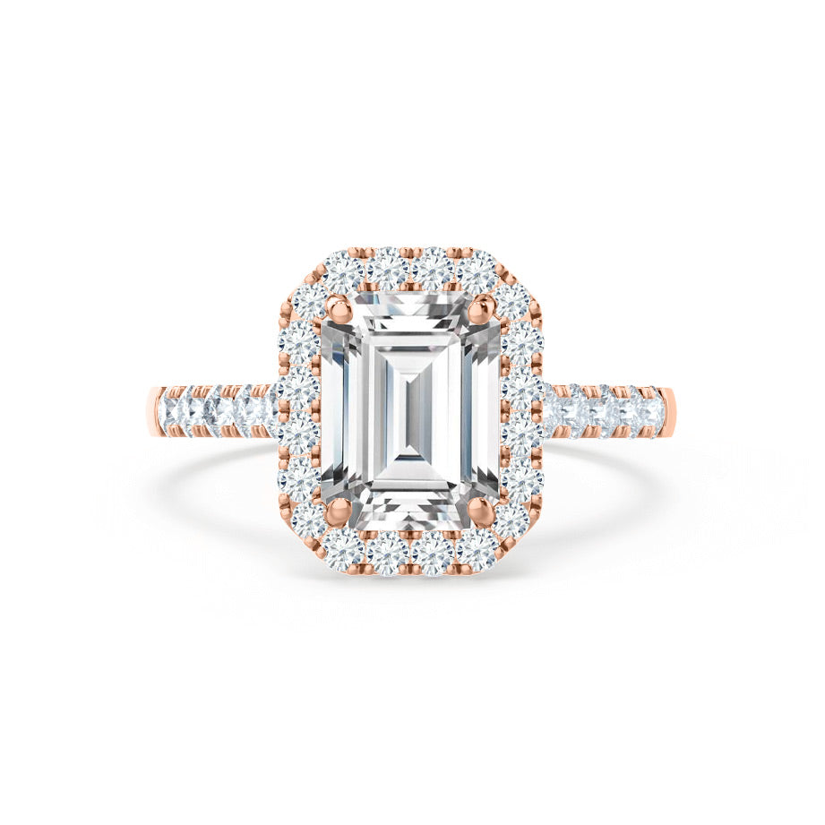 1.01 CT Emerald Halo & Pave Moissanite Engagement Ring