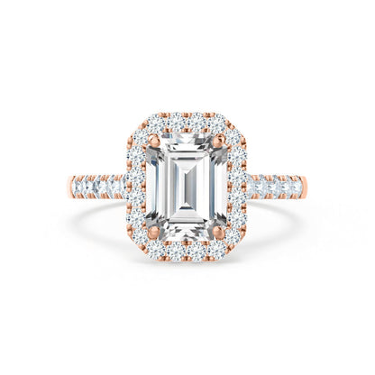 1.01 CT Emerald Halo & Pave Moissanite Engagement Ring