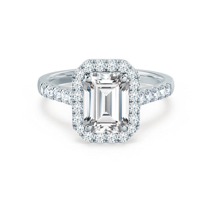 1.75 CT Emerald Halo & Pave Moissanite Engagement Ring