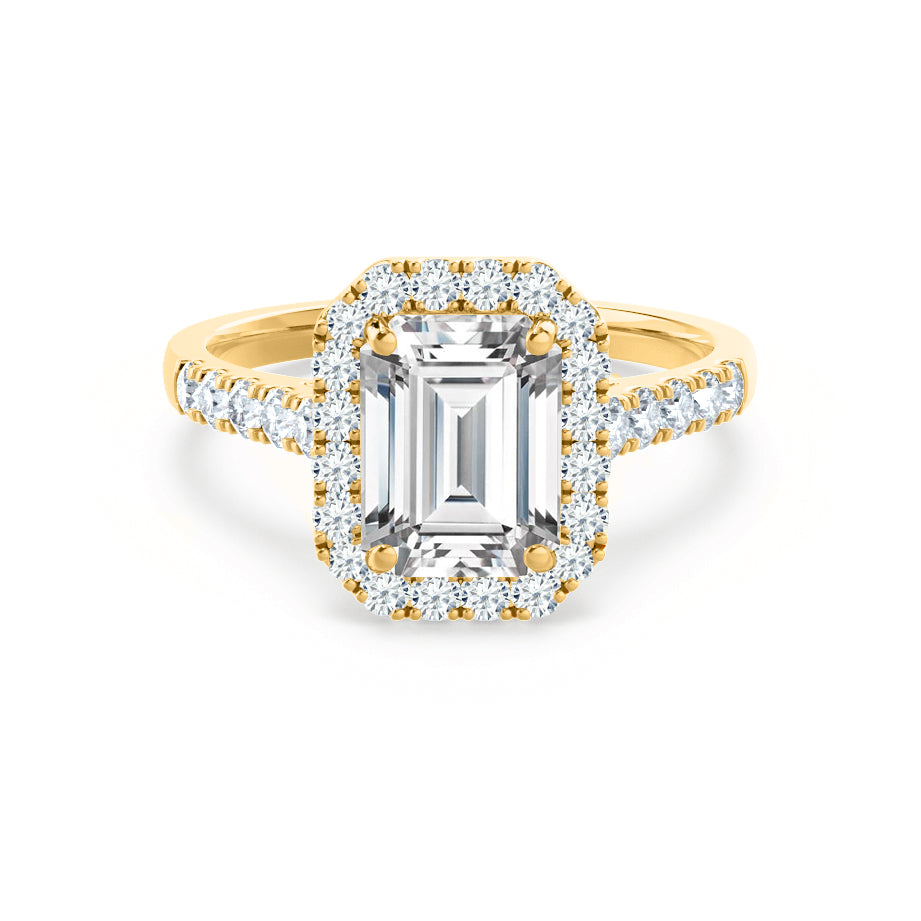 2 CT Emerald Halo & Pave Moissanite Engagement Ring