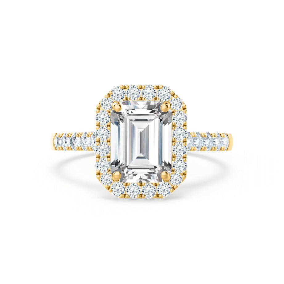 2 CT Emerald Halo & Pave Moissanite Engagement Ring