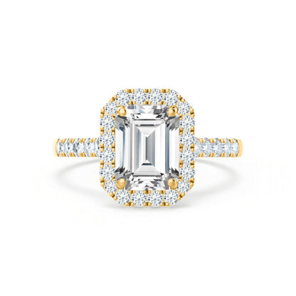 2 CT Emerald Halo & Pave Moissanite Engagement Ring