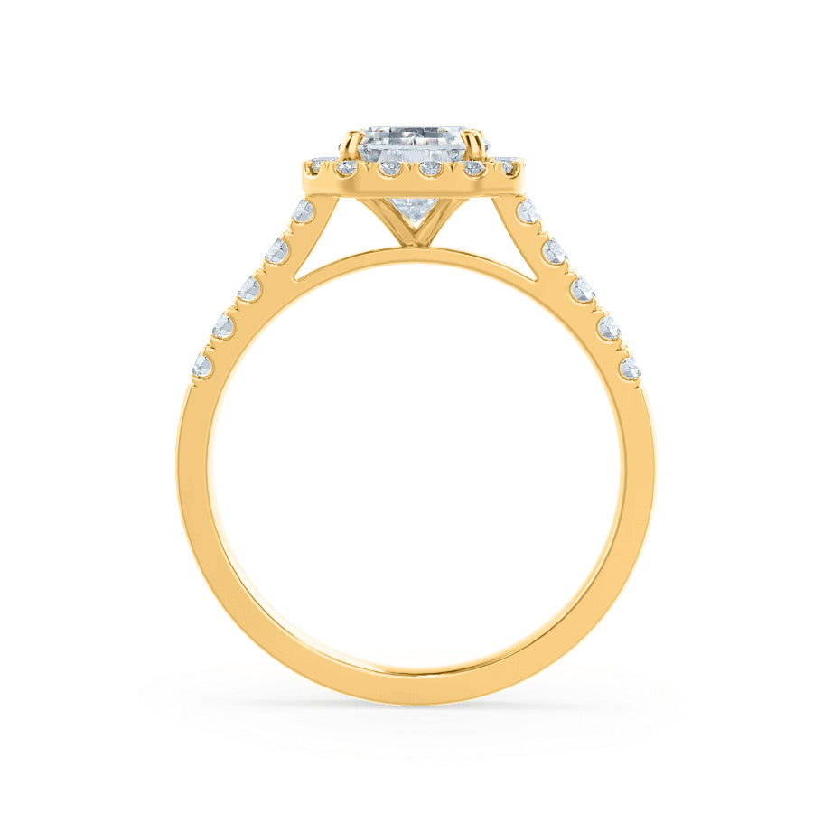 2 CT Emerald Halo & Pave Moissanite Engagement Ring